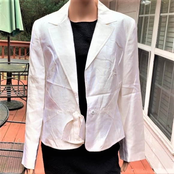 SHARAGANO Shiny Cream Formal Blazer - NWOT - Picture 2 of 5